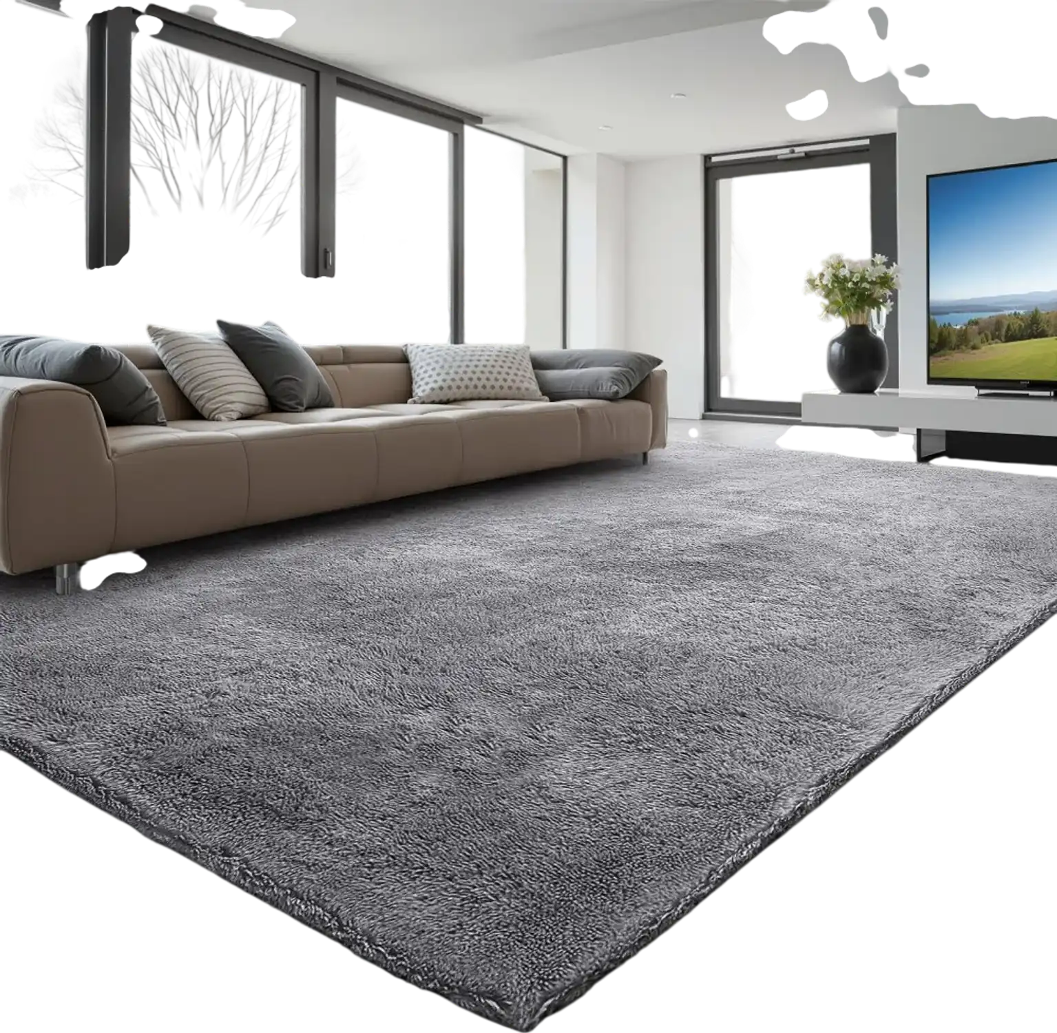 Vevor Area Rug 8' x 10' Plush Shag Smoke Gray New