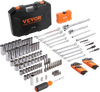 VEVOR Mechanics Tool Set and Socket Set, 1/4" and 3/8" Drive Deep and Standard Sockets, 145 Pcs SAE and Metric Mechanic Tool Kit with Bits, Combination Wrench, Hex Wrenches, Accessories, Storage Case