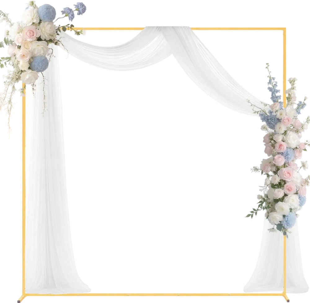 VEVOR Arch Backdrop Stand, 6.6 x 6.6 ft, Stable Structure, Easy Assembly, Square Gold Metal Arch Backdrop Stand for Wedding, Birthday Party, Graduation, Holiday Celebration, and Ceremony Decoration