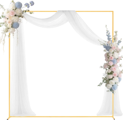VEVOR Arch Backdrop Stand, 6.6 x 6.6 ft, Stable Structure, Easy Assembly, Square Gold Metal Arch Backdrop Stand for Wedding, Birthday Party, Graduation, Holiday Celebration, and Ceremony Decoration