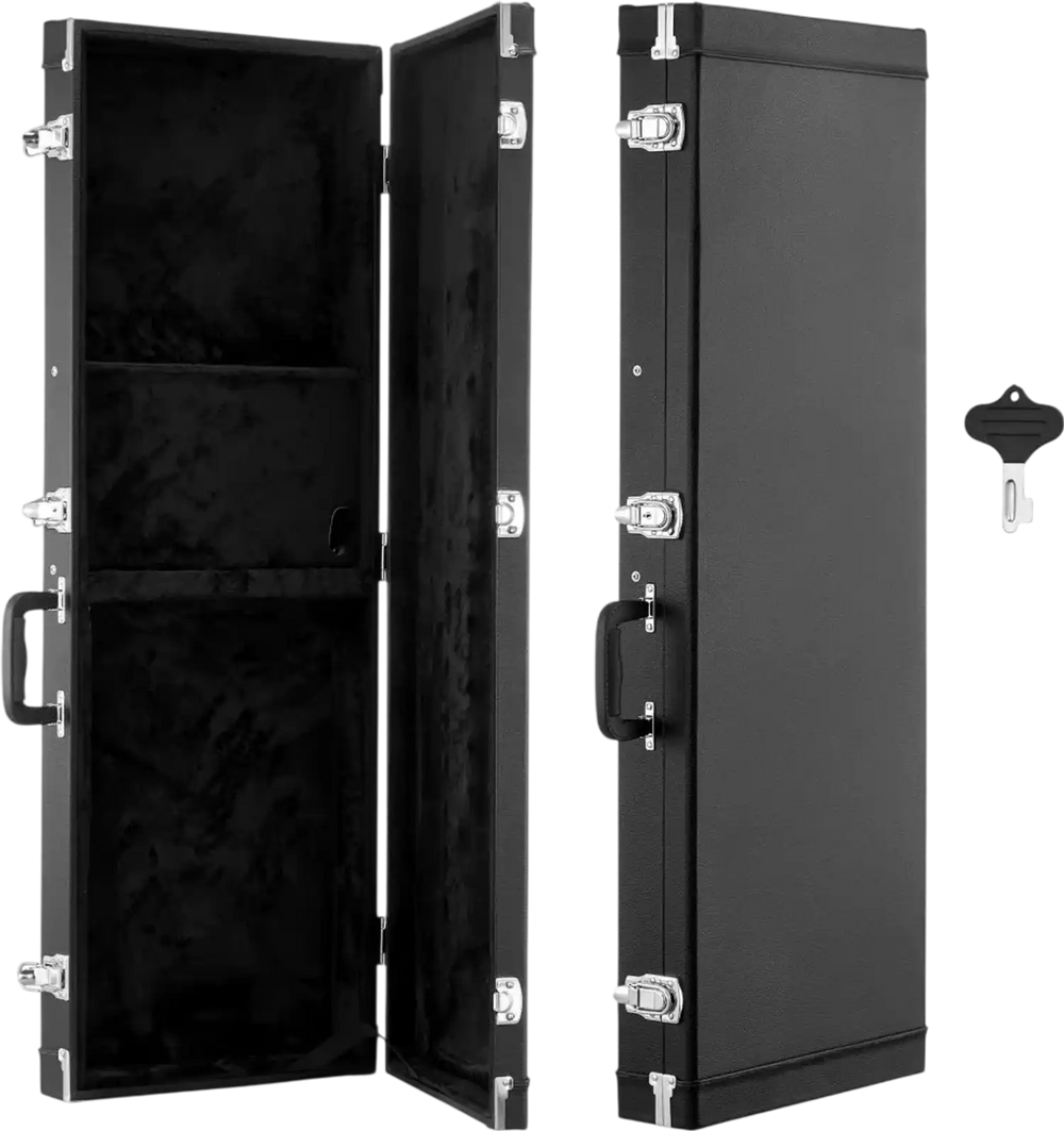 VEVOR Electric Guitar Hard Case, 41.3 Inch, Rectangle Wooden Hard-Shell Protective Carrying Case, with Lock Latch, Padding, Accessory Compartment, Key, for 39 Inch Tele/ST Electric Guitars, Black