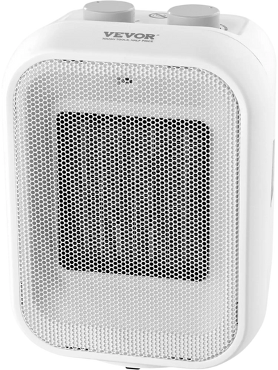 VEVOR Portable Electric Space Heater with Thermostat, 1000W/1500W 2-Level Adjustable Quiet Ceramic Heater Fan, 9 in Tip-Over Shutdown Flame-Retardant PP Small Heaters for Office Room Desk Indoor Use
