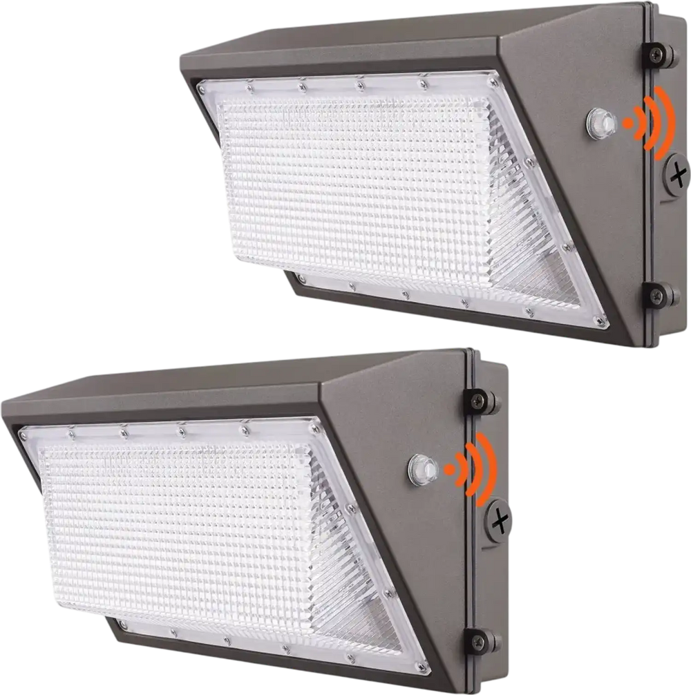 VEVOR 2PCs LED Wall Pack Lights, 100W 10800LM, 5000K Commercial Outdoor Lights Security Lighting Fixture, with Intelligent Light Sensing 180 LED beads Energy Saving for Garages Yards, IP65 Waterproof