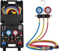 VEVOR AC Manifold Gauge Set for R134a R404A R1234yf R22 Refrigerant, 3 Way AC Gauge with 5 ft Hoses, Adapters, Quick Couplers, Can Taps for Automotive Air Conditioning Maintenance, Charging Evacuation