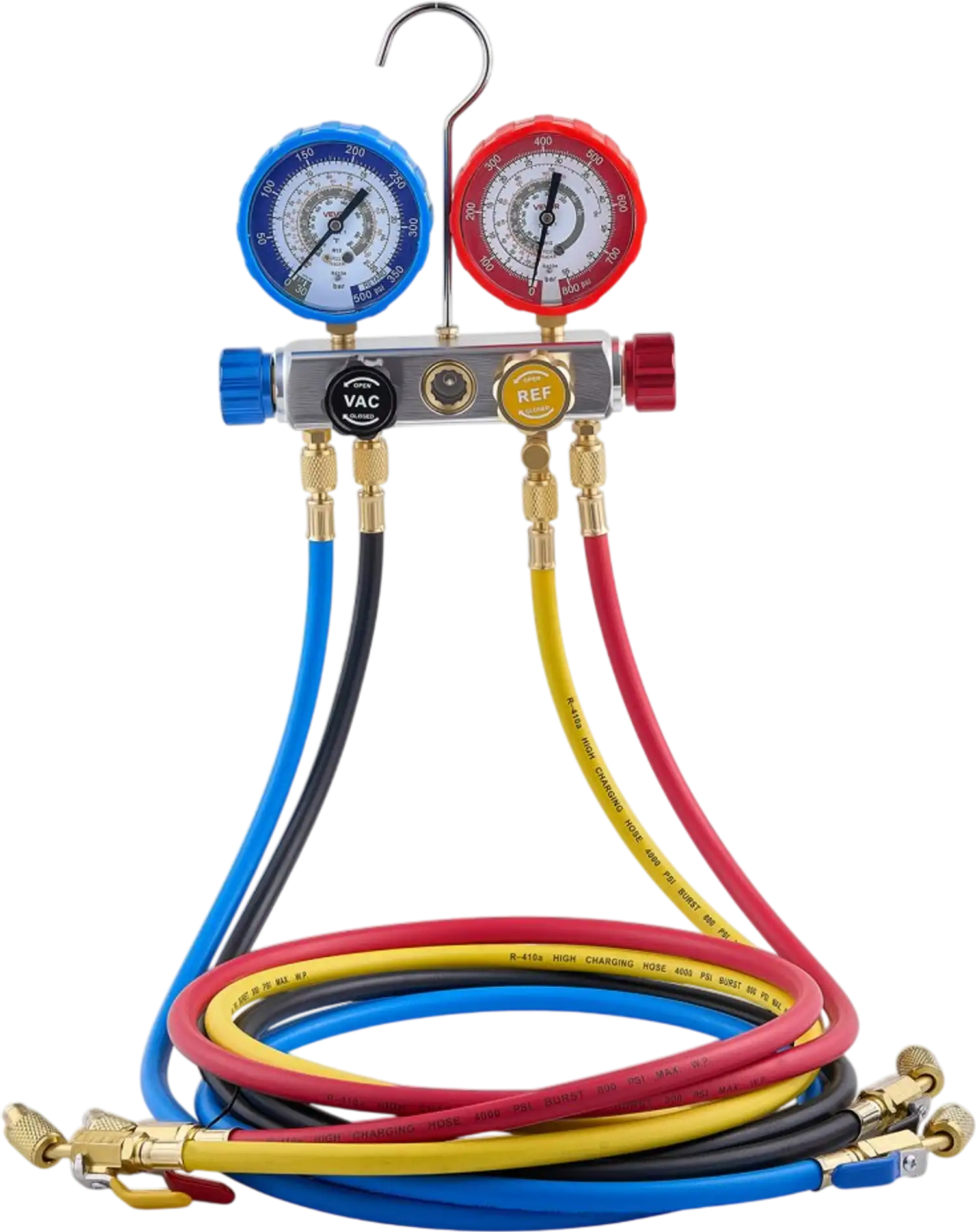 Vevor AC Manifold Gauge Set 4-Way R22 R404A R410A R12 with 5' Hoses New