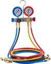 VEVOR AC Manifold Gauge Set for R22 R404A R410A R12 Refrigerants, 4 Way AC Gauges with 5 ft Hoses for Automotive & Household Air Conditioning Maintenance, Evacuation Vacuuming Charging and Recovery