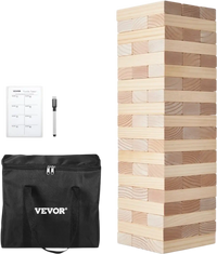VEVOR Tumbling Timber Toy, 60 Blocks Giant Tumble Tower Blocks Game, Pine Wood Tumbling Tower Game with Carry Bag and Scoreboard, Wooden Stacking Game, Tumble Tower Family Games for Indoor/Outdoor