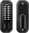 VEVOR Mechanical Keyless Entry Door Lock, 2.0 Code Upgrade, 4-7 Digits Code, Single-Sided Push Button Combination Mechanical Keypad Door Knob, Auto Locking, for Garden Gates, Indoor or Outdoor, Black