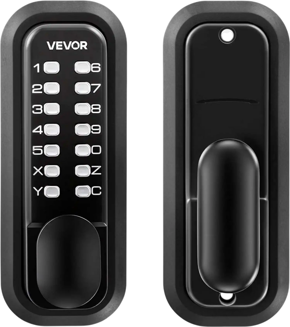 VEVOR Mechanical Keyless Entry Door Lock, 2.0 Code Upgrade, 4-7 Digits Code, Single-Sided Push Button Combination Mechanical Keypad Door Knob, Auto Locking, for Garden Gates, Indoor or Outdoor, Black