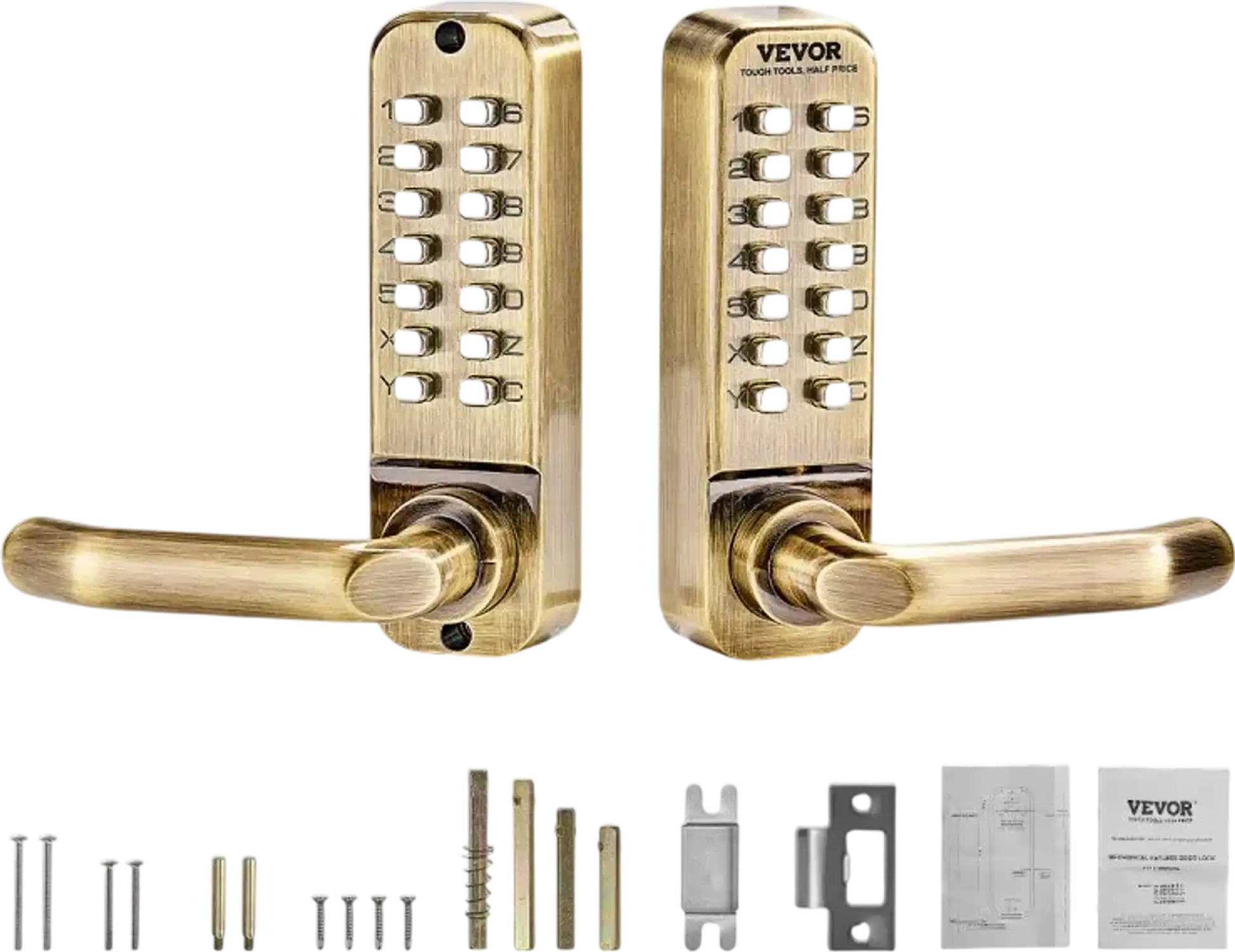 Vevor Mechanical Keyless Entry Door Lock 14-Key Waterproof Double-Sided Handle New