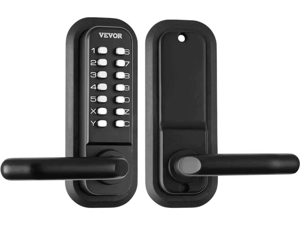 VEVOR Mechanical Keyless Entry Door Lock, 14 Digit Keypad, Embedded Outdoor Gate Door Locks Set with Keypad and Handle, Water-proof Zinc Alloy, Easy to Install, for Garden, Garage, Yard, Storage Shed