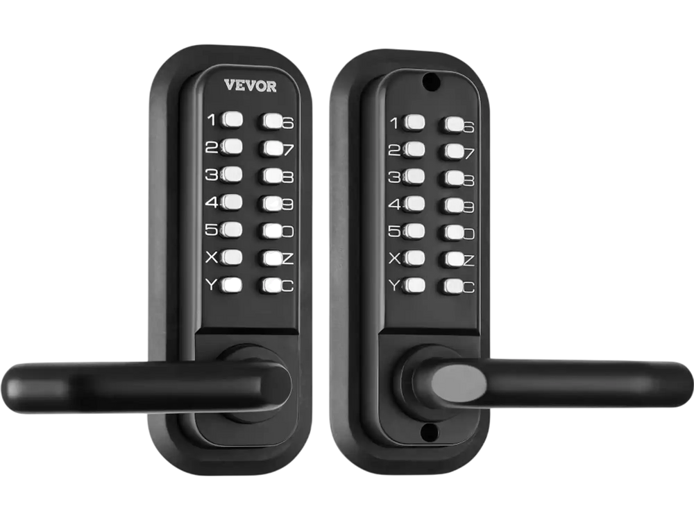 VEVOR Mechanical Keyless Entry Door Lock, 14 Digit Keypad, Double-sided Embedded Outdoor Gate Door Locks Set with Handle and Keypad, Water-proof Zinc Alloy, Easy to Install, for Yard, Garden, Garage