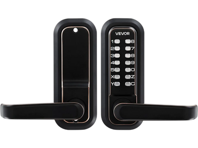 VEVOR Mechanical Keyless Entry Door Lock, 2.0 Code Upgrade, 4-7 Digits Code, Single-Sided Push Button Combination Keypad Door Lock with Handle, Auto Locking, for Indoor or Outdoor, Oil-Rubbed Bronze