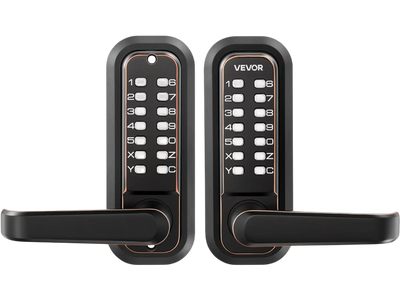 VEVOR Mechanical Keyless Entry Door Lock, 2.0 Code Upgrade, 4-7 Digits Code, Double-Sided Push Button Combination Keypad Door Lock with Handle, Auto Locking, for Indoor or Outdoor, Oil-Rubbed Bronze