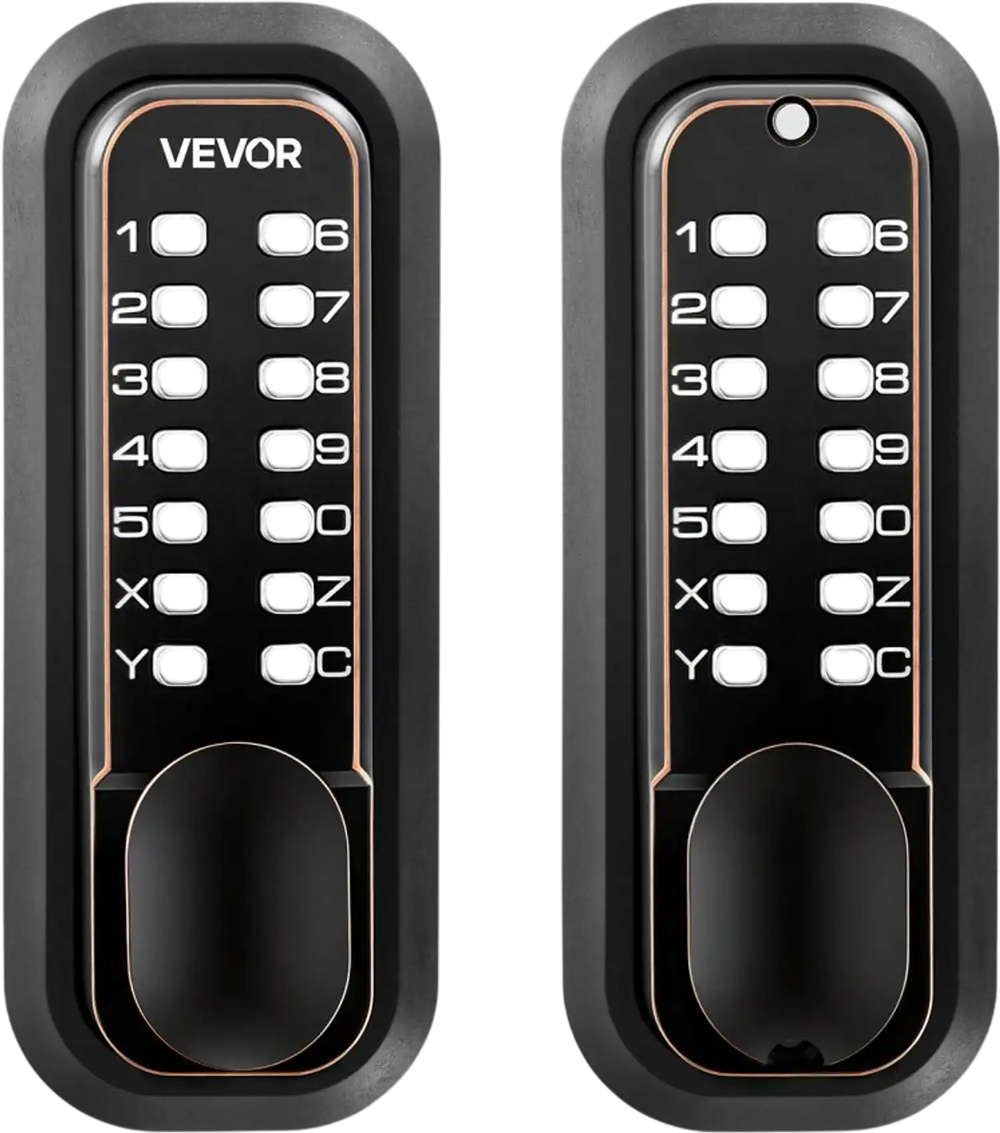 VEVOR Mechanical Keyless Entry Door Lock, 2.0 Code Upgrade, 4-7 Digits Code, Double-Sided Push Button Combination Mechanical Keypad Door Knob, Auto Locking, for Indoor or Outdoor, Oil-Rubbed Bronze