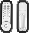 VEVOR Mechanical Keyless Entry Door Lock, 2.0 Code Upgrade, 4-7 Digits Code, Single-Sided Push Button Combination Mechanical Keypad Door Knob, Auto Locking, for Garden Gates, Indoor or Outdoor, Silver