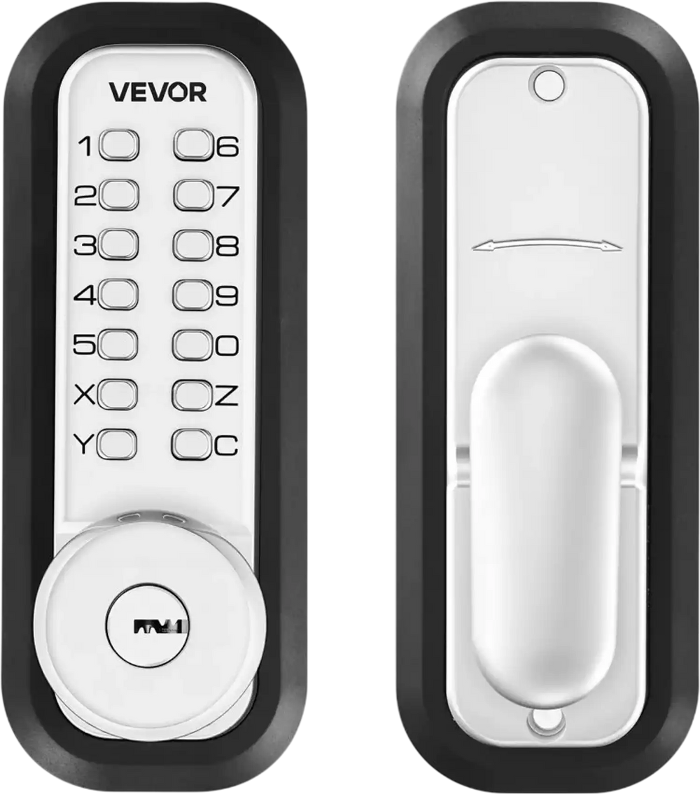 VEVOR Mechanical Keyless Entry Door Lock, 2.0 Code Upgrade, 4-7 Digits Code, Single-Sided Push Button Combination Mechanical Keypad Door Knob, Auto Locking, for Garden Gates, Indoor or Outdoor, Silver