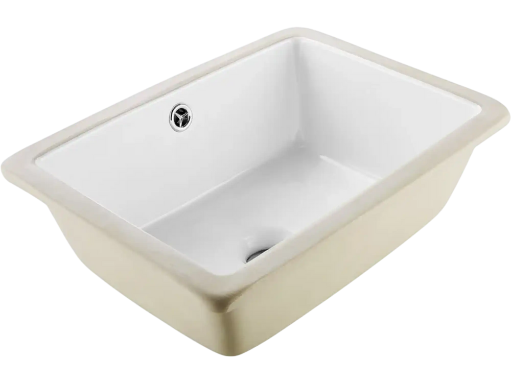 VEVOR Undermount Bathroom Sink, 15.75 x 12.01 Inch Rectangular White Ceramic Vessel Sink with Overflow Hole, Under Counter Drop in Modern Lavatory Vanity Bath Wash Bowl Basin, Rectangle Small Space