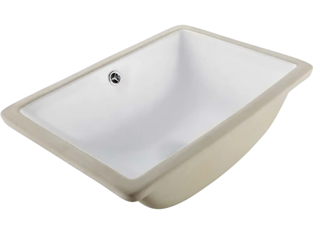 VEVOR Undermount Bathroom Sink, 18.11 x 12.99 Inch Rectangular White Ceramic Vessel Sink with Overflow Hole, Under Counter Drop in Modern Lavatory Vanity Bath Wash Bowl Basin, Rectangle Small Space