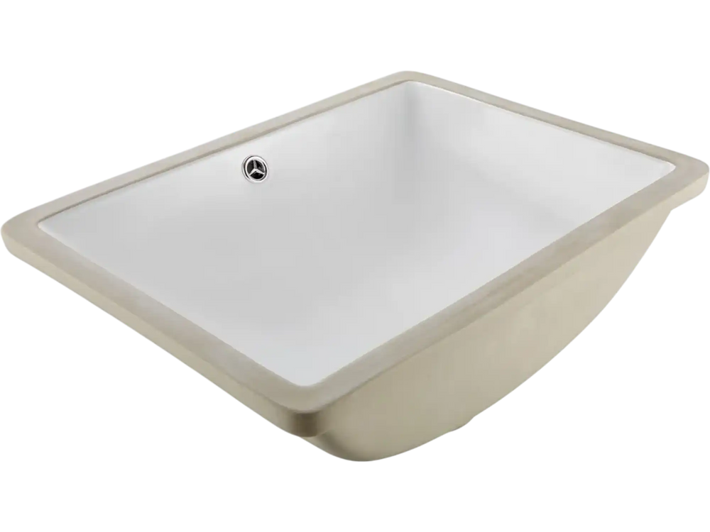 VEVOR Undermount Bathroom Sink, 20.28 x 15.16 Inch Rectangular White Ceramic Vessel Sink with Overflow Hole, Under Counter Drop in Modern Lavatory Vanity Bath Wash Bowl Basin, Rectangle Small Space