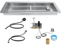 VEVOR 36 x 12 inch Drop-in Fire Pit Pan, Rectangular Stainless Steel Fire Pit Burner Kit, Natural & Propane Gas Fire Pan 150,000 BTU with H-Burner for Indoor or Outdoor Use