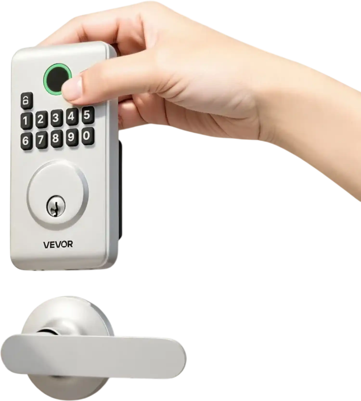Vevor Door Lock Keyless Entry Handle Set Electronic Keypad Deadbolt Silver New
