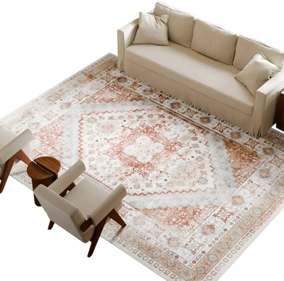 Vevor Area Rug 9' x 12' Washable Vintage Brown Red New