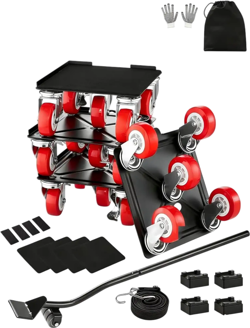 VEVOR Furniture Dolly, Maximum Load 3474 lbs, Heavy Duty Furniture Movers with 5 360° Rotation Wheels, Carbon Steel Panel, Furniture Lift Slider Tool Set for Appliances, Sofa, Fridge, Washing Machine