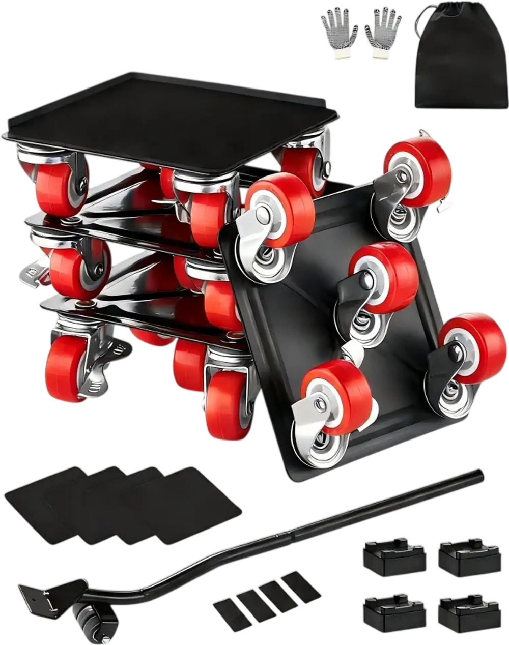 VEVOR Furniture Dolly, Maximum Load 1200 lbs, Heavy Duty Furniture Movers with 5 360° Rotation Wheels, Carbon Steel Panel, Furniture Lift Slider Tool Set for Appliances, Sofa, Fridge, Washing Machine