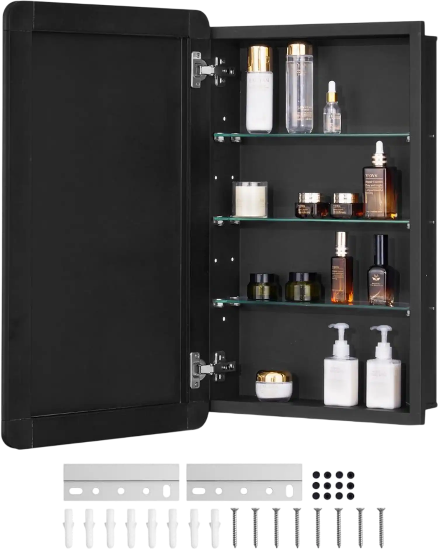 Vevor Medicine Cabinet Black Bathroom Mirror Wall Mounted or Recessed 16.5