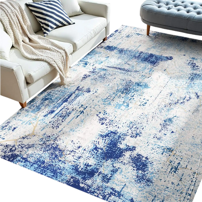 Vevor Area Rug 5' x 7' Blue Washable Non-Slip Modern Carpet New