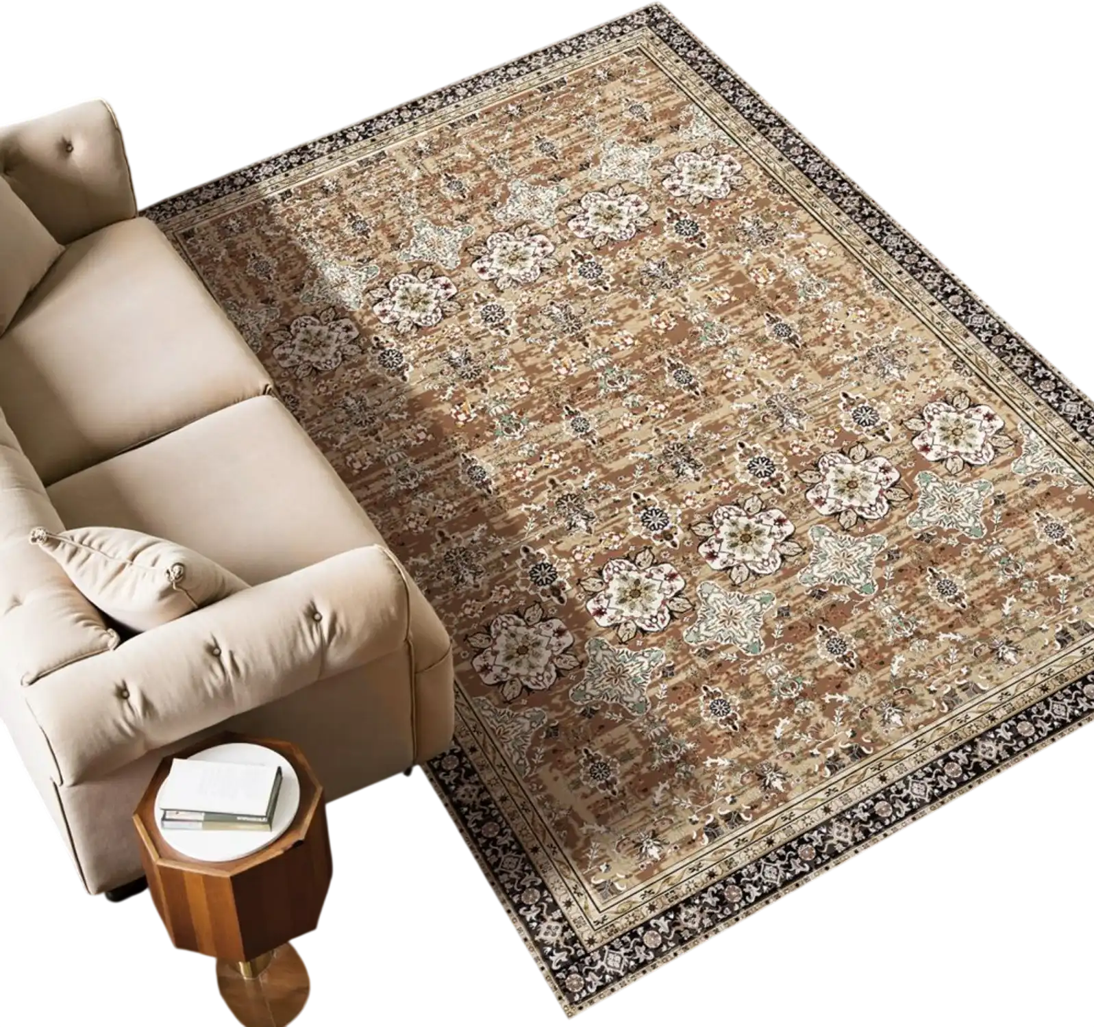 Vevor Area Rug 6' x 9' Washable Non-Slip Vintage Brown Green New