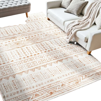 VEVOR Area Rug, 6 x 9 ft Large Washable Rug, Non-Slip and Tear-Resistant Soft Carpet, Pet & Child Friendly Modern Area Rugs, Indoor Mat for Bedroom, Office, Living Room, Kids Room, Entryway, Beige