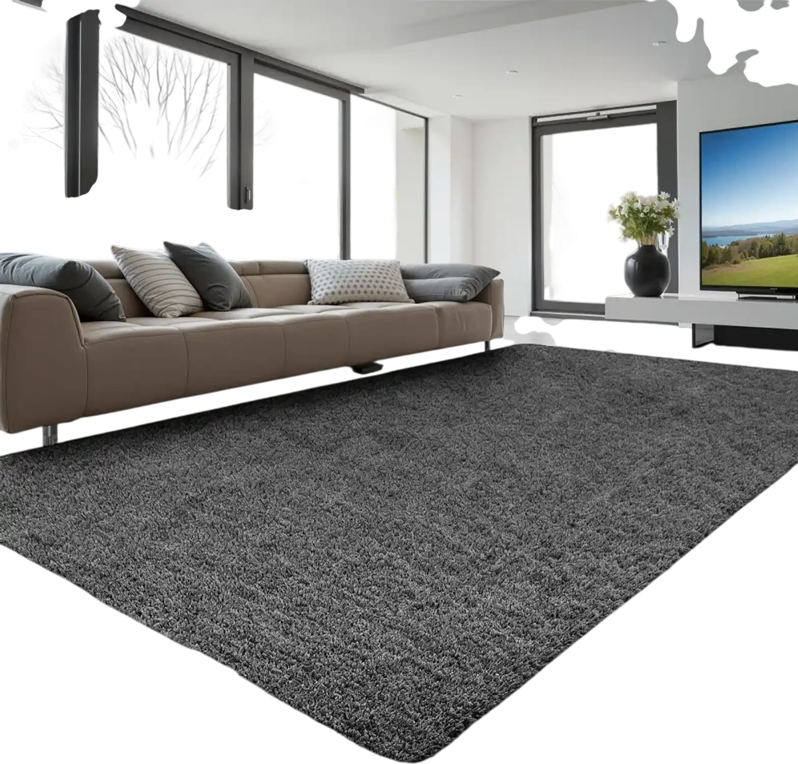 Vevor Area Rug 5' x 8' Plush Shag Indoor Dark Gray New