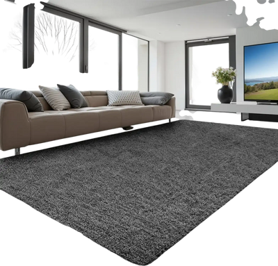 VEVOR Indoor Plush Area Rugs, 5 x 8 ft Soft Plush Carpet, Furry Shag Area Rugs for Living Room, Bedroom, Sunroom, Modern Home Decor Aesthetic, Non-Shedding, Non-Woven, Slip-Resistant, Dark Gray