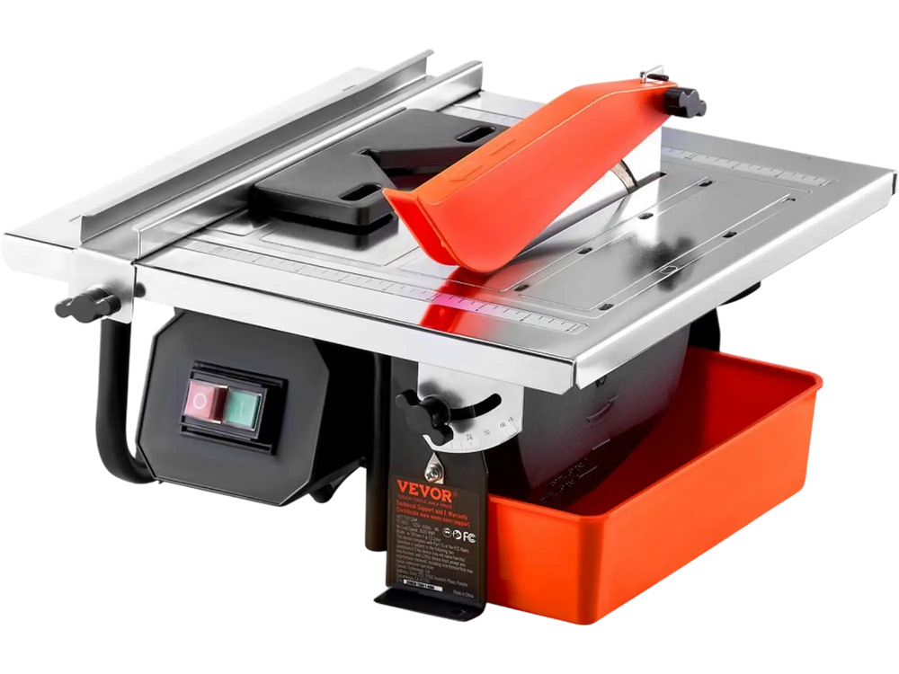 VEVOR Wet Tile Saw, 7-inch 65Mn Steel Blade, 3500 RPM Induction Motor, Tile Cutter Wet Saw with Water Reservoir, 0-45 Degrees Miter Angle for Cutting Tiles and Stones, for DIY Enthusiasts