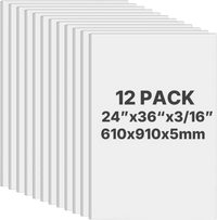 VEVOR Foam Board, 12 Pack 24 x 36 Inch, 3/16 Inch Thickness White Poster Board, Acid-Free Double Sided Foam Core Sheets for Mounting, Crafts, Paintings Prints, Art, Display, Presentation and Projects