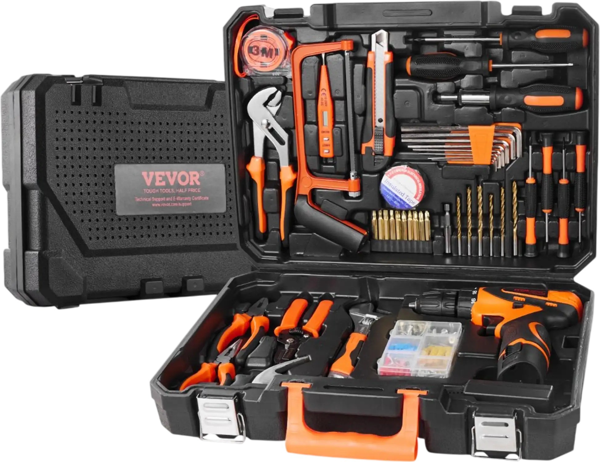 Vevor Tool Kit 146-Piece Household Hand Tool Set with 12V Electric Drill and Portable Storage Case New