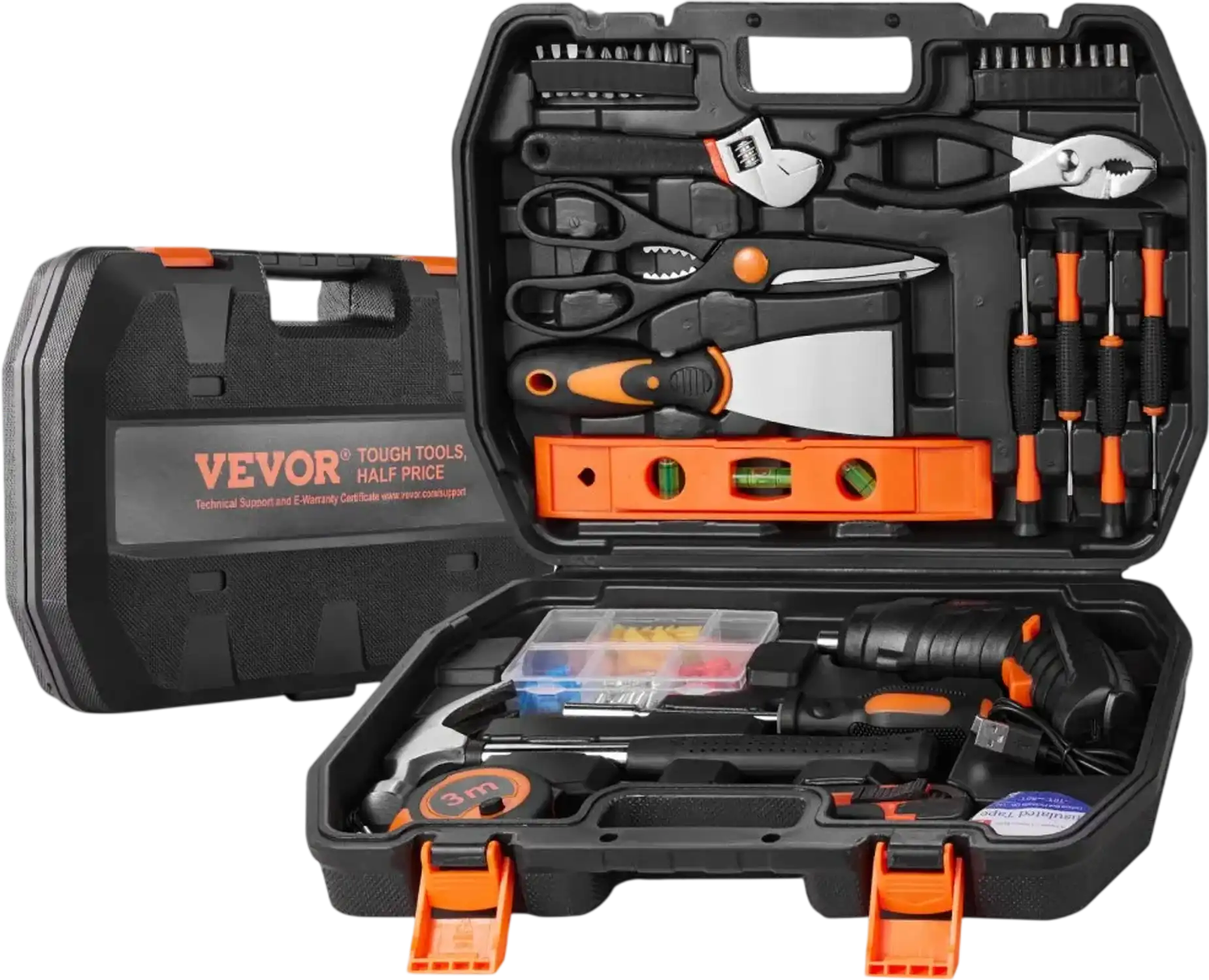Vevor Tool Kit 96-Piece Household Hand Tool Set with Cordless Screwdriver and Storage Case New