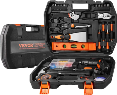Vevor Tool Kit 96-Piece Household Hand Tool Set with Cordless Screwdriver and Storage Case New