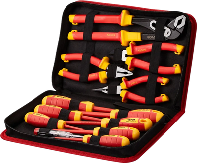 VEVOR Insulated Screwdriver Set, 12-Piece Professional Electrical Screwdriver Set, 1000V Insulated Electrician Tool Set, with Magnetic Phillips Slotted Tips, Insulated Pliers, and Diagonal Pliers