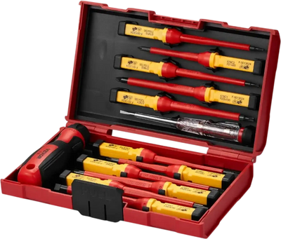 VEVOR Insulated Screwdriver Set, 13-Piece Professional Electrical Screwdriver Set, 1000V Insulated Electrician Tool Set, with Magnetic Phillips Slotted Pozi Torx Tips, Screwdrivers, for Electricians