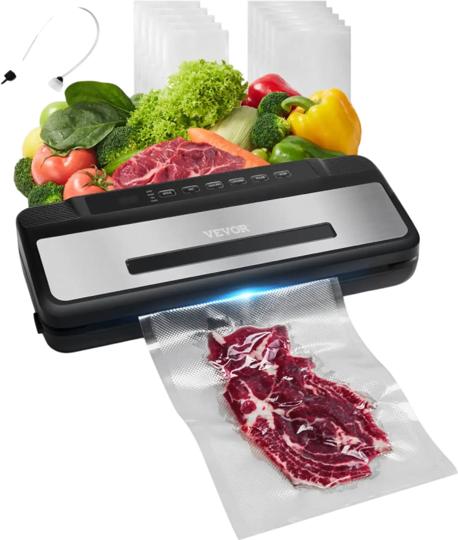 Vevor Vacuum Sealer 7-in-1 80kPa 120W Compact Food Saver Machine New