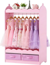 VEVOR Kids Dress Up Storage, with Mirror, Toddler Costume Wardrobe with Drawer, Dress Up Wardrobe Closet for Little Girls, Pretend Storage Dresser, Costume Organizer, for Bedroom, Kids Room, Pink