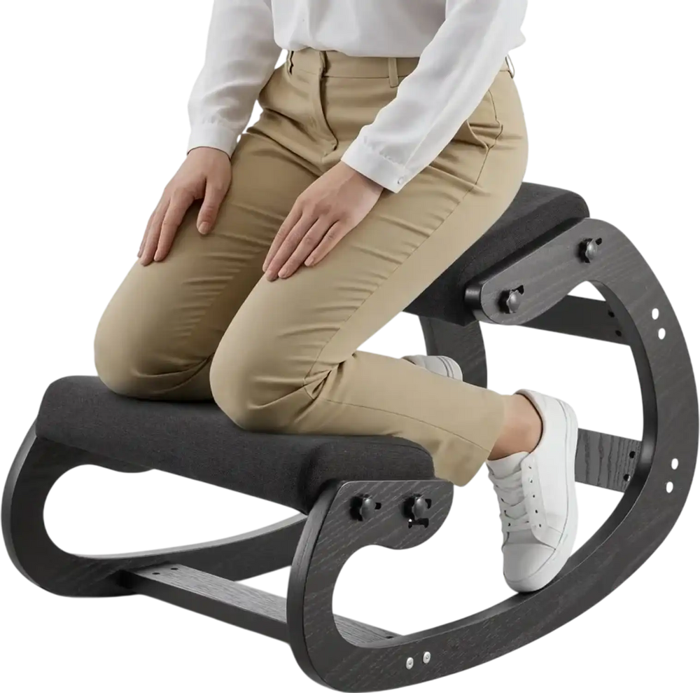 VEVOR Ergonomic Kneeling Chair, Wooden Posture Knee Chair with Adjustable Thick Foam Cushions & Solid Wood Frame, Adjustable Height, Relief for Neck or Back Pain for Home, Office or Meditation, Black