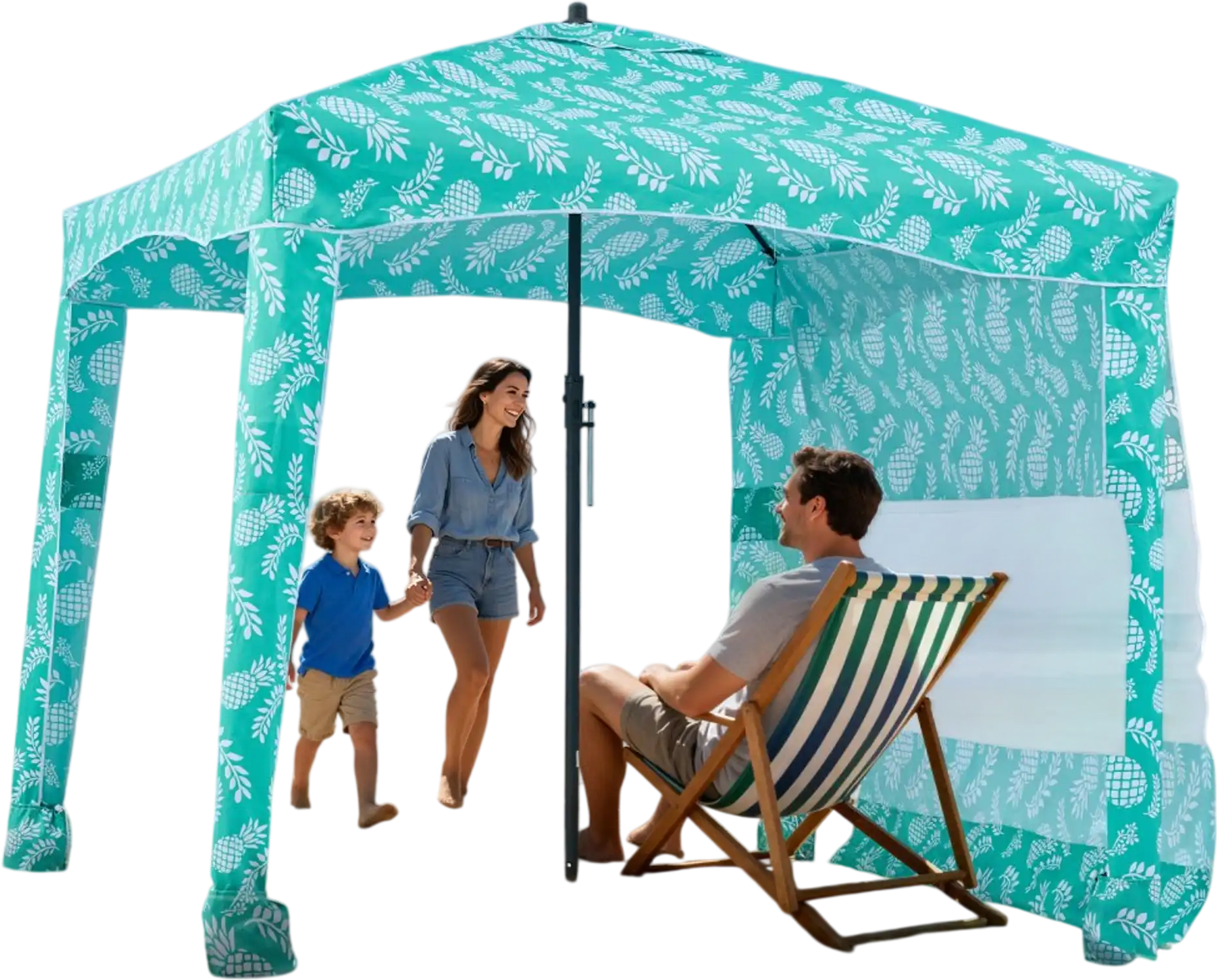 Vevor Beach Cabana 6' x 6' Canopy Tent with Side Wall UPF 50+ Sun Shelter New