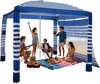 VEVOR Beach Cabana, 8 x 8 ft Beach Canopy with Side Wall, UPF 50+ Protection Easy Setup Cabana Tent with Sand Pockets, Adjustable Height Portable Shade Sun Shelter Umbrella for Family, Navy Stripes