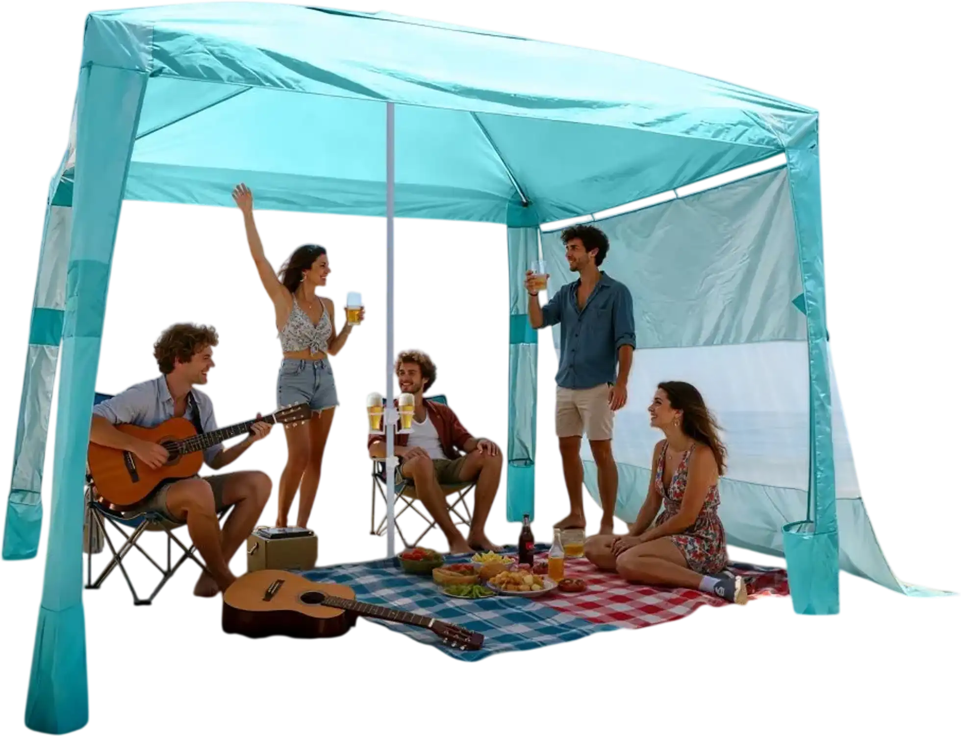 Vevor Beach Cabana Tent 8' x 8' UPF 50+ Portable Sun Shelter Green New