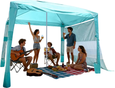Vevor Beach Cabana Tent 8' x 8' UPF 50+ Portable Sun Shelter Green New