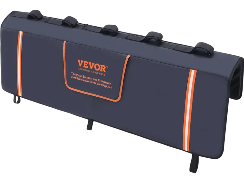 VEVOR Tailgate Bike Pad, 53" Truck Tailgate Pad Carry 5 Mountain Bikes, Tailgate Protection Pad with Reflective Strips and Tool Pockets, Tailgate Pad with Camera Opening for Mid-Size Pickup Trucks